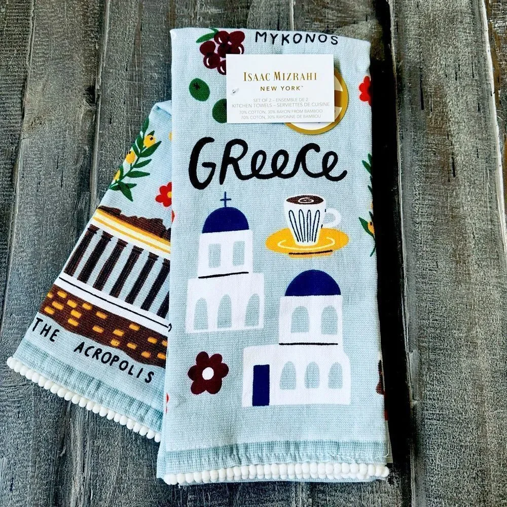 Isaac Mizrahi Greece Santorini Mediterranean Kitchen Dish Towels